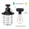 Set of 2 9.75"H Industrial-Style Black Metal Wire Solar Powered Edison Bulb Outdoor Hanging Lantern